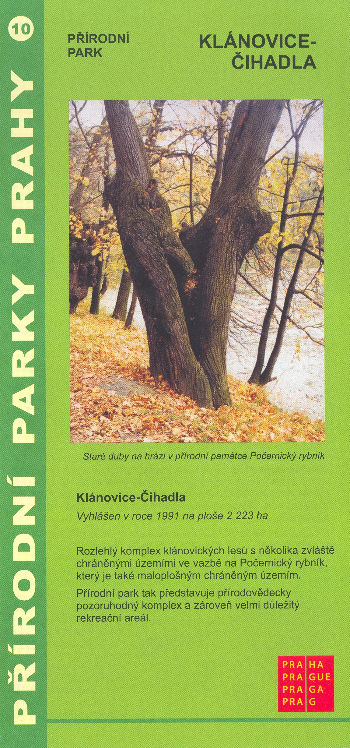 informační materiál Přírodní parky Prahy, č.10 - Klánovice-Čihadla