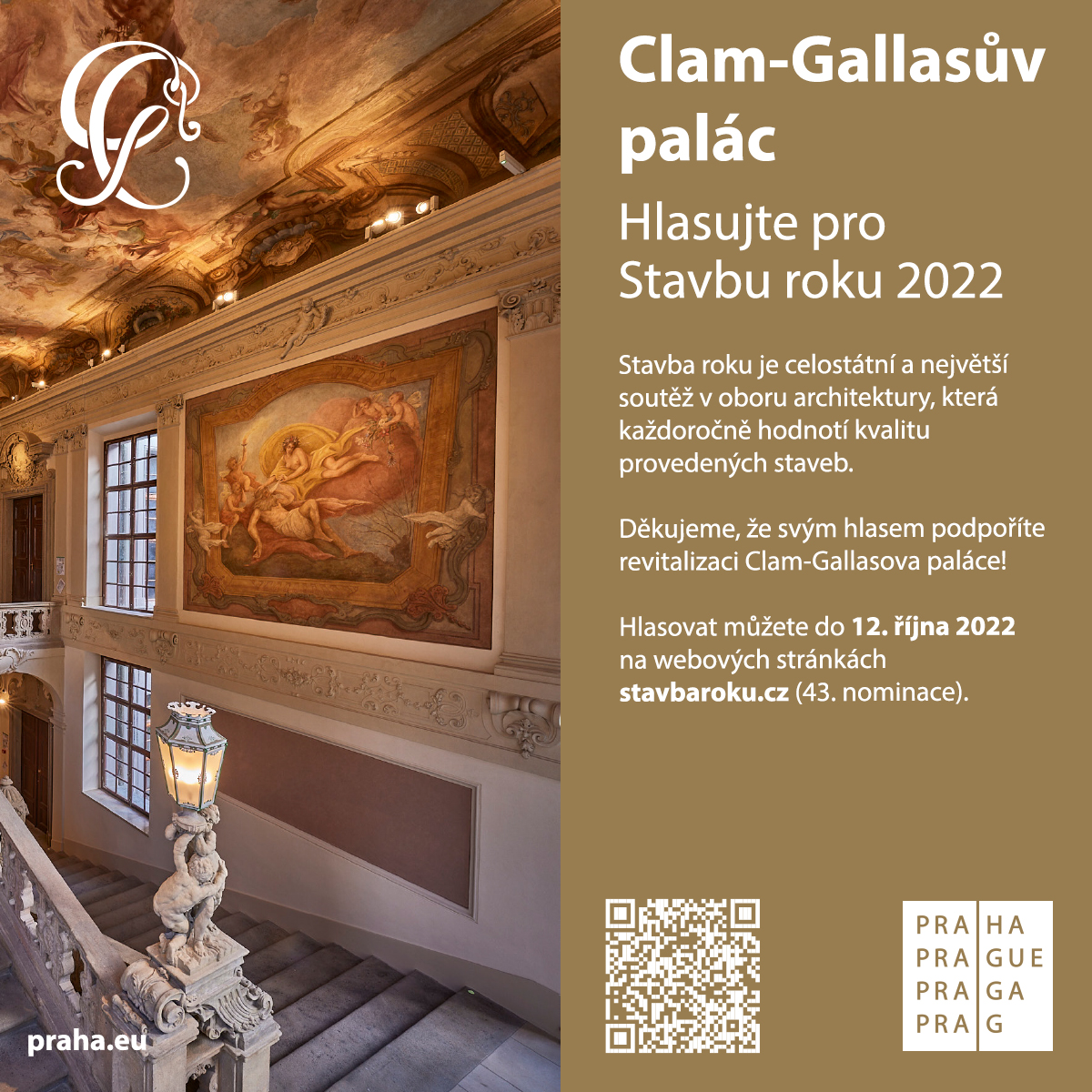 Clam-Gallasův palác usiluje o titul Stavba roku 2022