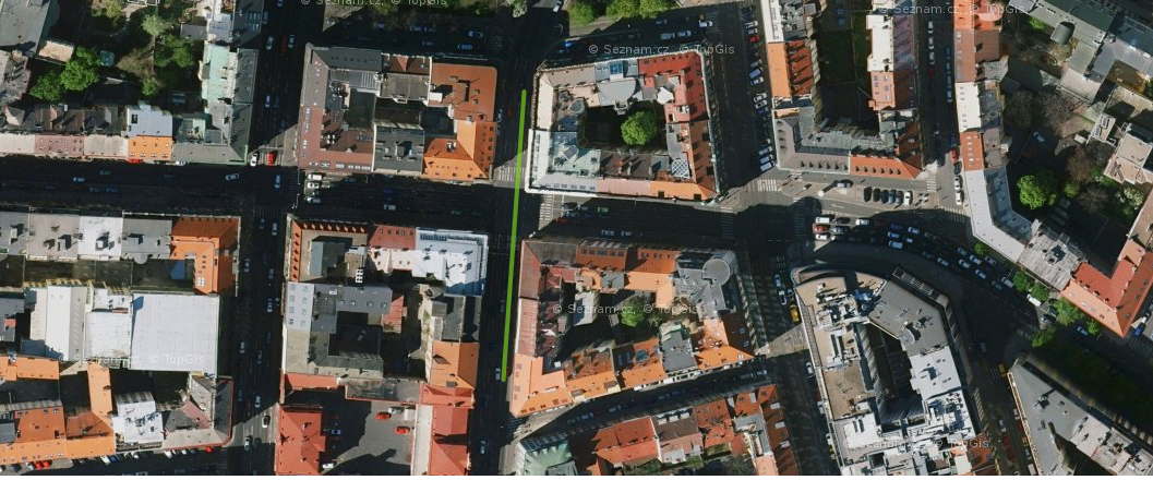 Mapa: Vyznačení úseku Legerovy ulice s omezením provozu