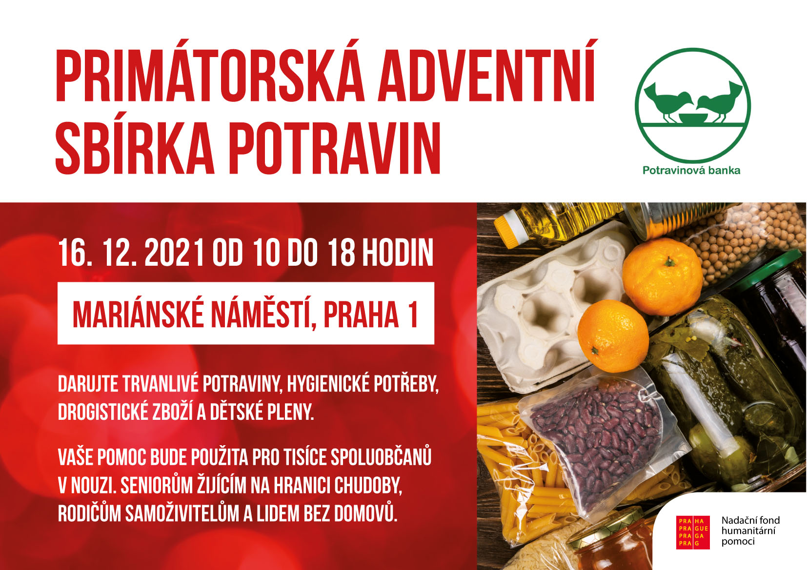 Primátorská adventní sbírka potravin - plakát