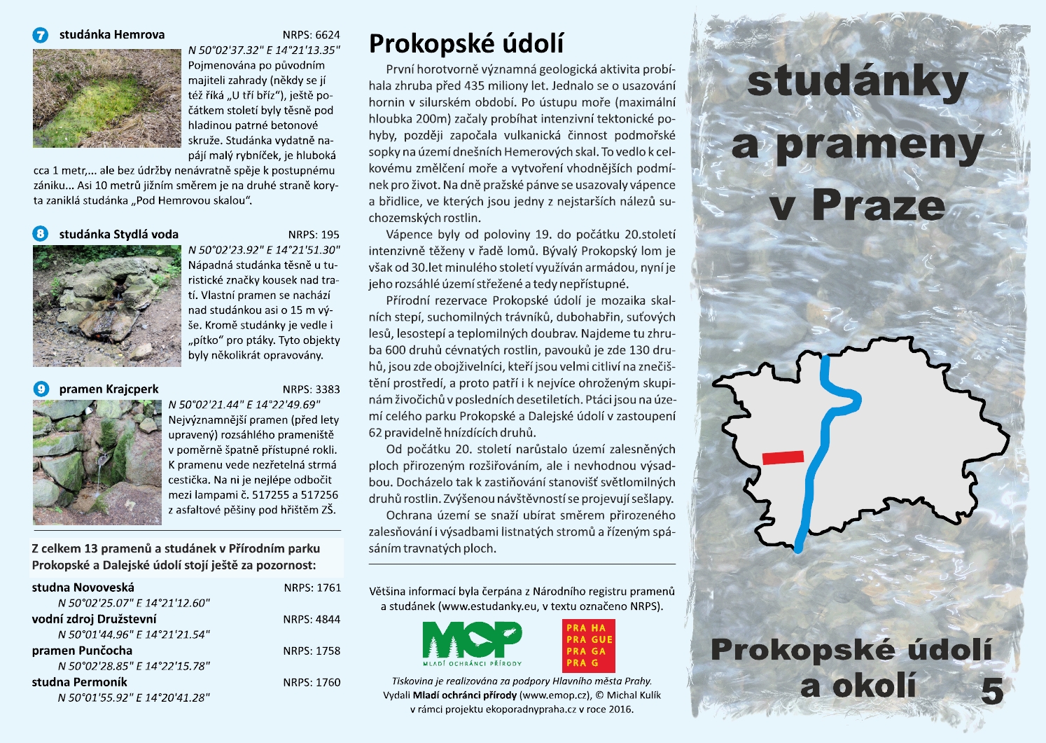 informační materiál Studánky a prameny v Praze, č.5 - Prokopské údolí a okolí, ilustrační obr.