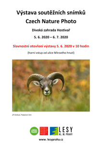 Výstava soutěžních snímků Czech Nature Photo, Divoká zahrada Hostivař, 5.6.2020, leták PDF
