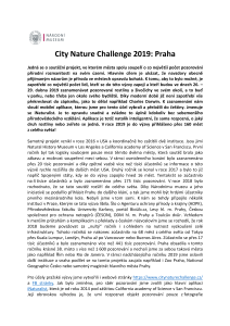 City Nature Challenge 2019: Praha, podrobné informace organizátora na území Prahy