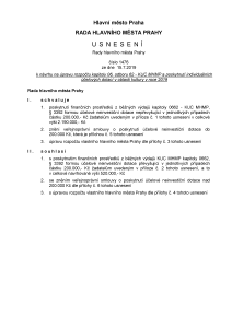 Usnesení Rady hlavního města Prahy č. 1476 ze dne 15. 7. 2019 k návrhu na úpravu rozpočtu kapitoly 06, odboru 62 - KUC MHMP a poskytnutí individuálních účelových dotací v