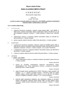 Usnesení Rady hlavního města Prahy číslo 175 ze dne 18. 2. 2019 k návrhu na úpravu rozpočtu kapitoly 06, odboru 62 - KUC MHMP a poskytnutí individuálních účelových dotací