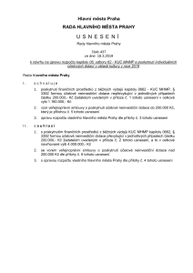 Usnesení Rady hlavního města Prahy číslo 437 ze dne 18. 3. 2019 k návrhu na úpravu rozpočtu kapitoly 06 odboru 62 - KUC MHMP a poskytnutí individuálních účelových dotací