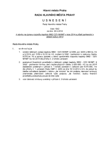 Usnesení Rady hl. m. Prahy č. 1042 ze dne 20.5.2014 k návrhu na úpravu rozpočtu kapitoly 0662 OZV MHMP v roce 2014 a přijetí partnerství v oblasti kultury 2014
