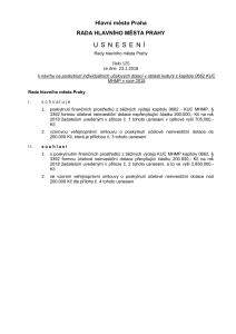Usnesení Rady hlavního města Prahy číslo 125 ze dne 23. 1. 2018 k návrhu na poskytnutí individuálních účelových dotací v oblasti kultury z kapitoly 0662 KUC MHMP v roce 2