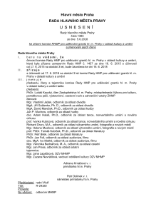 Usnesení RHMP č. 1383 ze dne 5. 6. 2018 ke zřízení komise RHMP pro udělování grantů hl. m. Prahy v oblasti kultury a umění a jmenování jejich členů