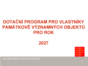Prezentace - Program pro vlastníky pam význ objektů pro rok 2027