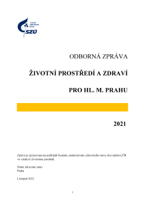 Odborná zpráva Životní prostředí a zdraví pro hl. m. Prahu, 2021