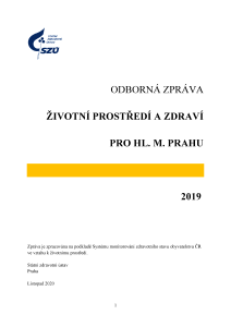 Odborná zpráva Životní prostředí a zdraví pro hl. m. Prahu, 2019