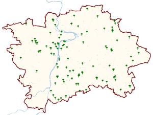 památné stromy na území Prahy - orientační mapa (stav 5/2014)