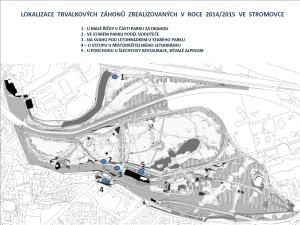 2143483_mapa parku Stromovka s lokalizací trvalkových záhonů realizovaných v roce 2015
