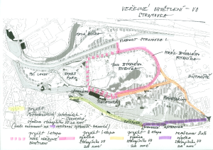 or.í mapa parku Stromovka s vyznačením etap projektu rekonstrukce veřejného osvětlení