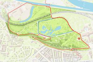 Královská obora Stromovka, orientační mapa - běžecké trasy (2400 pxl)