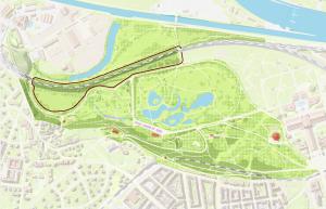 Královská obora Stromovka, orientační mapa - trasy pro koně (2400 pxl)