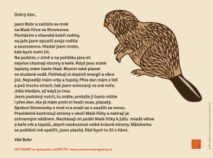 Výskyt bobra ve Stromovce - nová informační cedule, 2021