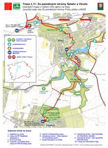 trasa č.11 - Satalice - Vinoř, podrobná orientační mapa A4 (3000pxl)