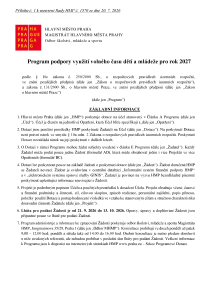 Vyhlášení Programu podpory využití volného času dětí a mládeže pro rok 2027