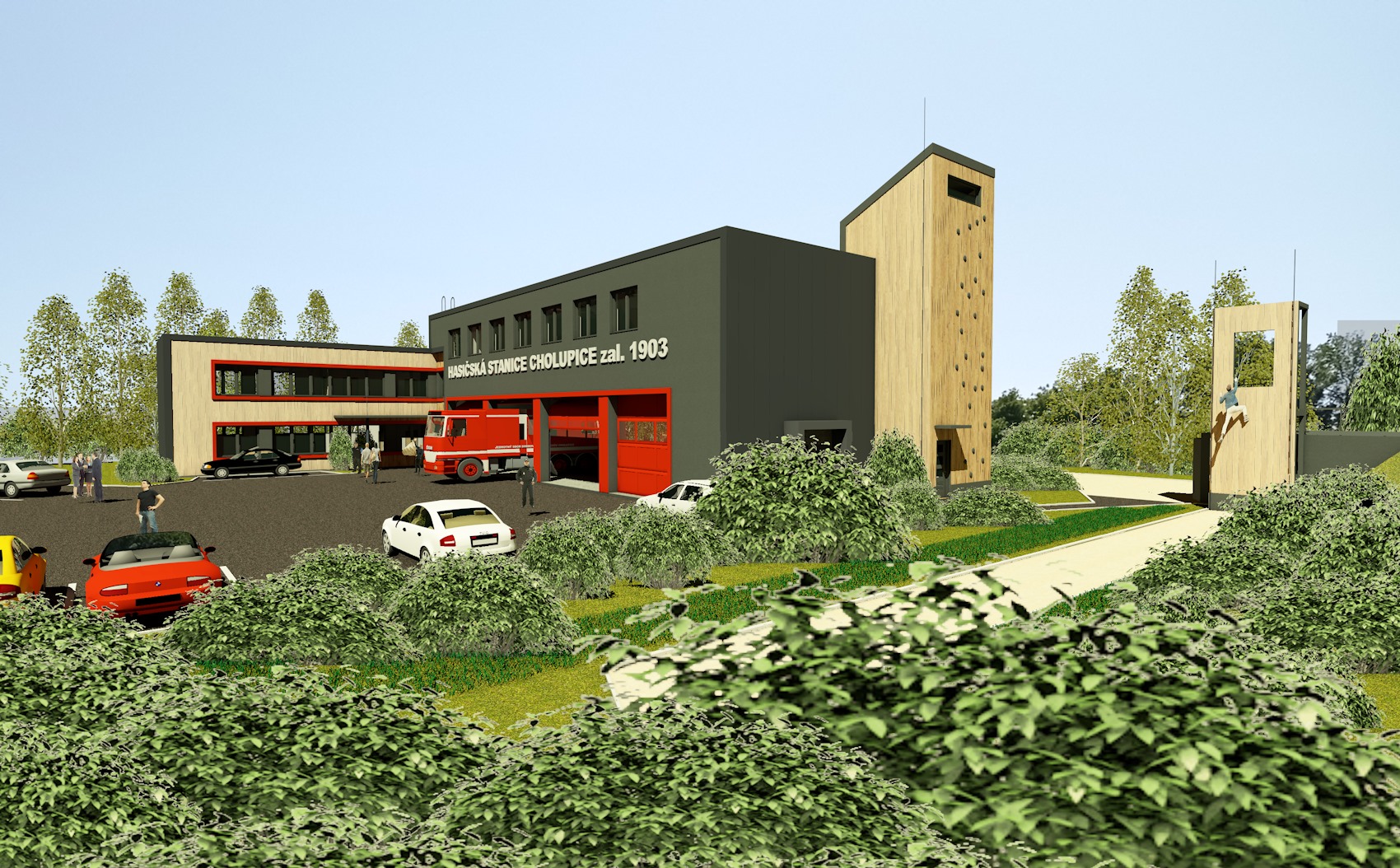 Vizualizace cholupické hasičské zbrojnice