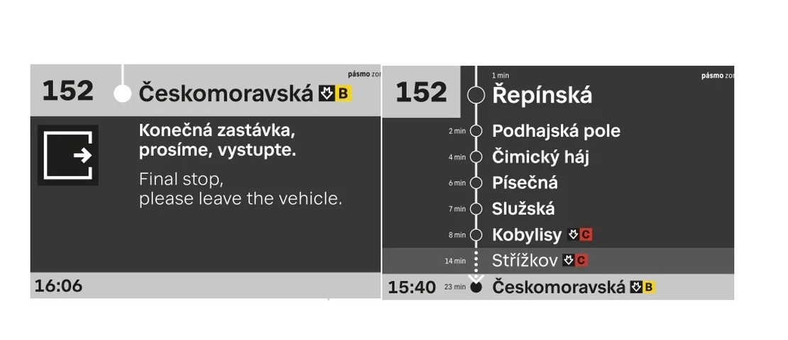 Ilustrační foto - nová grafika na LCD obrazovkách v autobusech