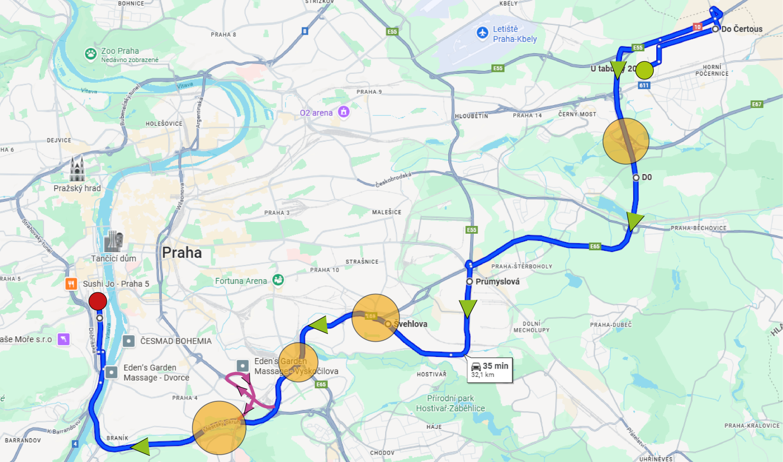 Trasa přepravy nadměrného nákladu