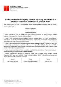 Podmínky podpory zkvalitnění výuky tělesné výchovy na základních školách v hl. m. Praze pro rok 2026