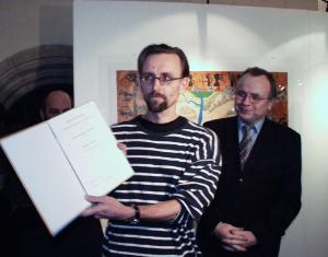 FOTO - ... a předal grafikovi Cenu Vladimíra Boudníka udělovanou hlavním městem Prahou