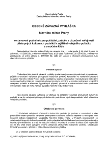 návrh OZV- pořádání kult. akcí