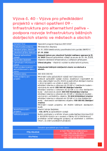 40_Výzva pro předkládání projektů v rámci opatření 09 - infrastruktura pro alternativní paliva - podpora rozvoje infrastruktury běžných dobíjecích stanic ve městech a obcích