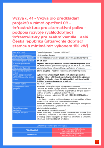 41_Výzva pro předkládání projektů v rámci opatření 09 - infrastruktura pro alternativní paliva - podpora rozvoje rychlodobíjecí infrastruktury pro osobní vozidla - oblasti v rámci celé ČR