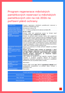 Pořízení plánů ochrany_Program regenerace městských památkových rezervací a městských památkových zón na rok 2026