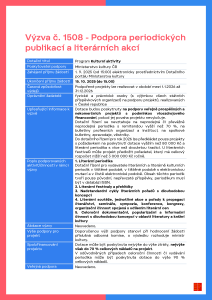 Výzva č. 1508 - Podpora periodických publikací a literárních akcí