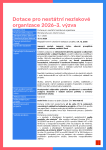 Dotace pro nestátní neziskové organizace 2026