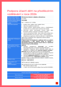 Podpora účasti dětí na předškolním vzdělávání v roce 2026