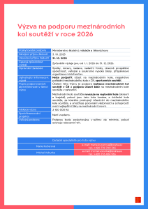 Výzva na podporu mezinárodních kol soutěží v roce 2026