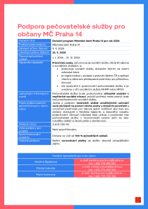 Podpora pečovatelské služby pro občany MČ Praha 14