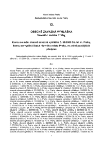 Obecně závazná vyhláška hlavního města Prahy č. 13/2026