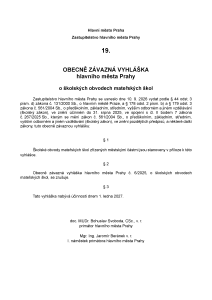 Obecně závazná vyhláška hlavního města Prahy č. 19/2026