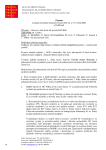 Zápis z jednání Komise Rady hl. m. Prahy pro parkování ze dne 12. a 19. 5. 2021