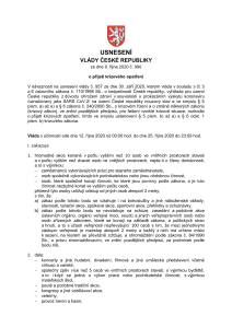 Aktuální krizové opatření podle usnesení Vlády České republiky ze dne 8. října 2020 č. 996