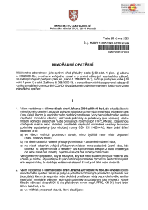 mimořádným opatřením Ministerstva zdravotnictví, č. j. MZDR 15757/2020-45/MIN/KAN, ze dne 26. února 2021