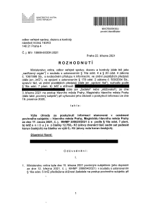 Rozhodnutí ministerstva vnitra ČR, Č. j.: MV-10669-6/ODK-2021