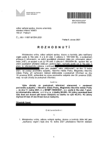 Rozhodnutí ministerstva vnitra ČR, Č. j.: MV-11697-9/ODK-2021