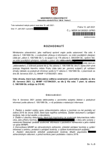 Rozhodnutí ministerstva zdravotnictví ČR, Č. j.: MZDR 34126/2021-3/PRO