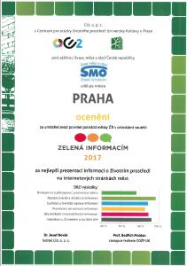 V soutěži Zelená informacím 2017 Praha obsadila páté místo
