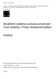 Analýza: Zkvalitnění systémů a procesů povolování nové výstavby v Praze - dostupnost bydlení