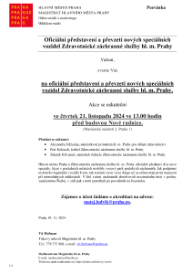 241119 -Pozvánka- Převzetí speciálních vozidel ZZS HMP