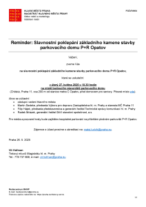 250526 - Pozvánka - Reminder - Základní kámen P+R Opatov